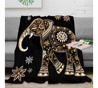 NAOFEKUID Boho 3D Printed Elephant Blanket Microfiber Home Decor Artistic Elephant Throw Blanket Soft Warm Sofa Bed 40x50(100x130cm)