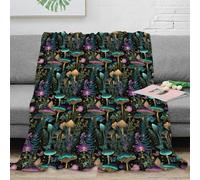NAOFEKUID Boho Forest 3D Printed Mushroom Blanket Microfiber Bed Sofa Decor Mushroom Throw Blanket Soft Warm Gift 40x50(100x130cm)