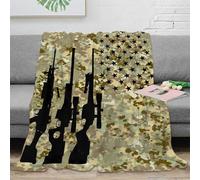 NAOFEKUID Camouflage Style 3D Printed Blanket Microfiber Home Decor Gun Pattern 3D Printing Throw Blanket for Sofa Bedroom 60x80(150x200cm)