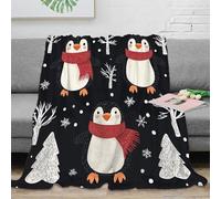NAOFEKUID Cartoon 3D Printed Penguin Blanket Microfiber Home Decor Winter Penguin Throw Blanket for Adults Sofa Bed Warm Soft 40x50(100x130cm)