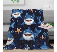 NAOFEKUID Cartoon Shark 3D Printed Microfiber Blanket for Adults Teens Home Decor Ocean Animal Throw Blanket Soft for Sofa Bed 80×90(200x230cm)