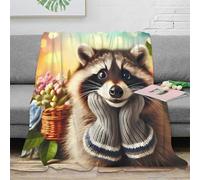 NAOFEKUID Charming Animal 3D Printed Raccoon Blanket Microfiber Soft Throw Blanket for Sofa Bedroom Teen Home Decor 50x60(127x152cm)