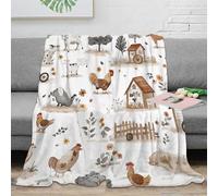NAOFEKUID Charming Farmhouse Style 3D Printed Microfiber Blanket Home Decor Chicken Coop Throw Blanket for Adults Sofa Bedroom 50x60(127x152cm)