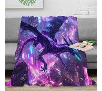 NAOFEKUID Colorful 3D Printed Dragon Blanket Microfiber Home Decor Purple Dragon Throw Blanket for Adults Sofa Bed 70×80(180x200cm)