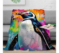 NAOFEKUID Colorful 3D Printed Penguin Blanket Microfiber Sofa Decor Penguin Throw Blanket Soft Warm for Adults Bedroom 50x60(127x152cm)