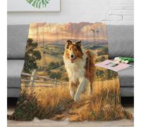 NAOFEKUID Countryside 3D Printed Blanket Microfiber for Adults Home Decor Herding Dog Throw Blanket Soft Warm Sofa Use 60x80(150x200cm)