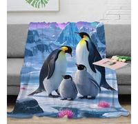 NAOFEKUID Cozy 3D Printed Arctic Penguin Blanket Microfiber Sofa Decor Penguin Throw Blanket for Adults Teens Bedroom 80×90(200x230cm)