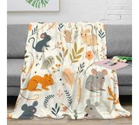 NAOFEKUID Cozy 3D Printed Cute Mouse Rabbit Animals Blanket Microfiber Soft Home Decor Animal Pattern Throw Blanket for Adults Teens Sofa Bedroom 50x60(127x152cm)
