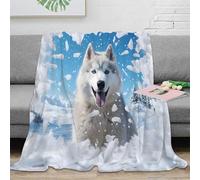 NAOFEKUID Cozy 3D Printed Husky Snow Scene Blanket Microfiber Sofa Throw Blanket Home Decor Warm for Adults Teens Gift 40x50(100x130cm)