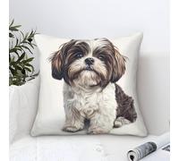 NAOFEKUID Cushion Cover Set of 1 Shih Tzu Decorative Machine Washable Pillowcases Square Cushions with Invisible Zipper Cushion Covers for Living Room Sofa Couch Bed Throw Pillow Cases 45x45cm