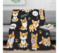 NAOFEKUID Cute Cartoon 3D Printed Corgi Blanket Microfiber Home Decor Dog Throw Blanket for Sofa Bedroom Teens Adults 50x60(127x152cm)