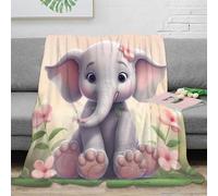 NAOFEKUID Cute Cartoon 3D Printed Elephant Blanket Microfiber Sofa Decor Animal Pattern Throw Blanket for Adults Bedroom 60x80(150x200cm)