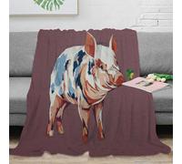 NAOFEKUID Cute Cartoon 3D Printed Pig Blanket Microfiber Sofa Decor Pig Design Throw Blanket for Adults Teens Soft Warm for Bedroom 40x50(100x130cm)