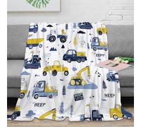NAOFEKUID Cute Cartoon Construction 3D Printed Blanket Microfiber Decor Truck Throw Blanket for Sofa Bed Adults Kids 40x50(100x130cm)