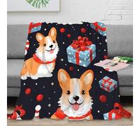 NAOFEKUID Cute Corgi 3D Printed Blanket Microfiber Home Decor Christmas Style Dog Throw Blanket Sofa Bedroom 50x60(127x152cm)