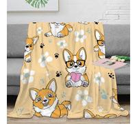 NAOFEKUID Cute Corgi 3D Printed Blanket Microfiber Sofa Decor Dog Pattern Throw Blanket for Adult Teen Room Bed 80×90(200x230cm)