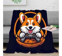 NAOFEKUID Cute Corgi 3D Printed Blanket Microfiber Throw for Sofa Bedroom Soft Warm Corgi Pattern Home Decor 40x50(100x130cm)