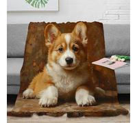 NAOFEKUID Cute Corgi 3D Printed Blanket Soft Microfiber Sofa Bed Home Decor Dog Pattern Throw Blanket for Adults 50x60(127x152cm)