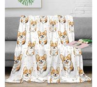 NAOFEKUID Cute Pet 3D Printed Corgi Blanket Microfiber Sofa Decor Fluffy Corgi Throw Blanket for Adults Teens Bedroom 50x60(127x152cm)