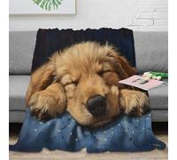 NAOFEKUID Cute Pet Golden Retriever 3D Printed Blanket Microfiber Sofa Decor Dog Throw Blanket Soft for Adults 80×90(200x230cm)