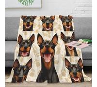 NAOFEKUID Cute Pet Style 3D Printed Doberman Dog Blanket Microfiber Home Decor Dog Throw Blanket Soft Warm for Sofa Bedroom 40x50(100x130cm)