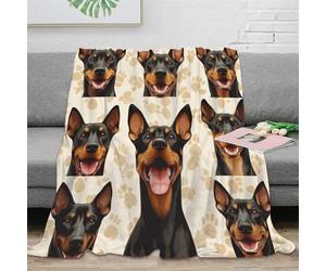 NAOFEKUID Cute Pet Style 3D Printed Doberman Dog Blanket Microfiber Home Decor Dog Throw Blanket Soft Warm for Sofa Bedroom 40x50(100x130cm)