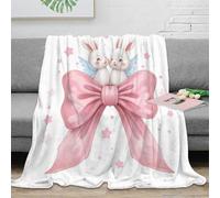 NAOFEKUID Cute Pink Bunny Bow 3D Printed Blanket Ultra Soft Microfiber Throw Blanket Sofa Bedroom Decor 60x80(150x200cm)