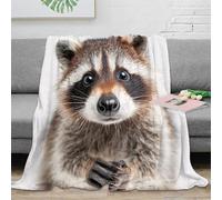 NAOFEKUID Cute Raccoon 3D Printed Blanket Microfiber Home Decor Animal Pattern Throw Blanket Soft Warm Sofa Bedroom for Adults 40x50(100x130cm)