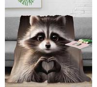 NAOFEKUID Cute Raccoon 3D Printed Blanket Microfiber Sofa Decor Raccoon Pattern Throw Blanket for Adults Teens Bedroom 40x50(100x130cm)