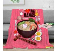 NAOFEKUID Cute Ramen 3D Printed Blanket Microfiber Home Decor Japanese Food Throw Blanket Soft Warm for Adults Teens Sofa Bedroom 60x80(150x200cm)