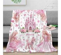 NAOFEKUID Dreamy Pink Princess 3D Printed Blanket Microfiber Home Decor Fairy Tale Castle Throw Blanket for Adults Teens Sofa Bed 80×90(200x230cm)