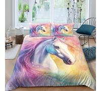 NAOFEKUID Dreamy Rainbow 3D Printed Unicorn Duvet Cover Microfiber Bedroom Decor Unicorn Bedding Set Soft Breathable for Adults Teens King（220x240cm）