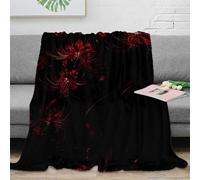 NAOFEKUID Elegant 3D Printed Blanket Microfiber Home Decor Black Red Floral 3D Printing Throw Blanket Soft Warm for Sofa Bedroom 60x80(150x200cm)