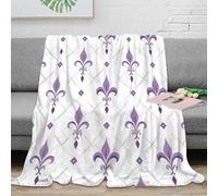 NAOFEKUID Elegant 3D Printed Fleur de Lis Blanket Microfiber Home Decor French Pattern Throw Blanket for Adults Teens Sofa Bed 50x60(127x152cm)