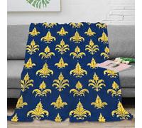 NAOFEKUID Elegant 3D Printed Fleur De Lis Blanket Microfiber Throw for Home Decor Soft French Style Throw Blanket for Adults Sofa Bedroom 50x60(127x152cm)
