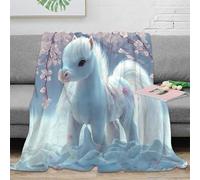 NAOFEKUID Elegant Fantasy 3D Printed Unicorn Blanket Microfiber Home Decor Unicorn Throw Blanket for Adults Sofa Bedroom Use 50x60(127x152cm)