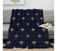 NAOFEKUID Elegant Fleur-de-Lis 3D Printed Blanket Microfiber Home Decor French Style Throw Blanket for Sofa Bedroom 60x80(150x200cm)