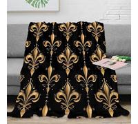 NAOFEKUID Elegant Fleur De Lis 3D Printed Blanket Microfiber Sofa Decor French Pattern Throw Blanket for Adults Bedroom 60x80(150x200cm)