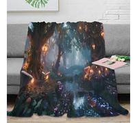 NAOFEKUID Enchanted Forest 3D Printed Blanket Soft Microfiber Home Decor Magical Forest Throw Blanket for Sofa Bedroom 60x80(150x200cm)