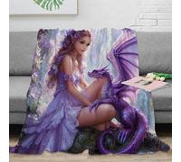 NAOFEKUID Enchanting Purple Dragon 3D Printed Blanket Microfiber Soft Sofa Decor Fantasy Throw Blanket Adult Gift 80×90(200x230cm)