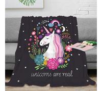 NAOFEKUID Fairytale Unicorn 3D Printed Blanket Microfiber Sofa Bedding Magic Unicorn Throw Blanket Soft Warm for Home Adults Decor 60x80(150x200cm)