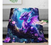 NAOFEKUID Fantasy 3D Printed Dragon Blanket Cozy Microfiber Home Decor Purple Dragon Throw Blanket for Sofa Bedroom 40x50(100x130cm)