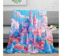 NAOFEKUID Fantasy 3D Printed Fairytale Castle Blanket Microfiber Decorative Fairytale Castle Throw Blanket for Sofa Bedroom 60x80(150x200cm)