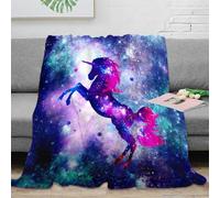 NAOFEKUID Fantasy 3D Printed Unicorn Blanket Microfiber Soft Sofa Decoration Galaxy Throw Blanket for Adults Teens Bedroom 50x60(127x152cm)