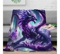 NAOFEKUID Fantasy Dragon 3D Printed Blanket Microfiber Home Decor Purple Dragon Throw Blanket for Sofa Bedroom 60x80(150x200cm)