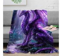 NAOFEKUID Fantasy Dragon 3D Printed Microfiber Blanket Soft Couch Decor Purple Dragon Throw Blanket for Adults Teens 80×90(200x230cm)