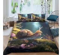 NAOFEKUID Fantasy Forest 3D Printed Duvet Cover Microfiber Bedroom Decor Snail Bedding Set Soft Breathable for Home Super king（260x220cm）