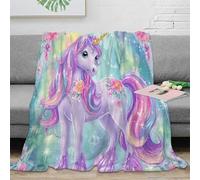 NAOFEKUID Fantasy Unicorn 3D Printed Blanket Soft Microfiber Sofa Bedding Home Decor Pastel Unicorn Throw Blanket for Adults Teens 50x60(127x152cm)