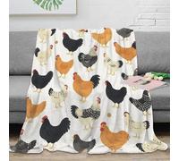 NAOFEKUID Farmhouse 3D Printed Chicken Pattern Blanket Microfiber Home Decor Hen Throw Blanket for Adults Sofa Bedroom 60x80(150x200cm)