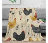NAOFEKUID Farmhouse 3D Printed Chicken Pattern Blanket Microfiber Home Decor Rooster Throw Blanket for Sofa Bedroom 60x80(150x200cm)